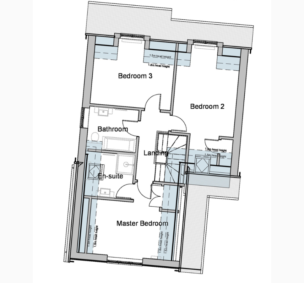 First floor plans of Vernacular Homes new build 3 bedroom detached home